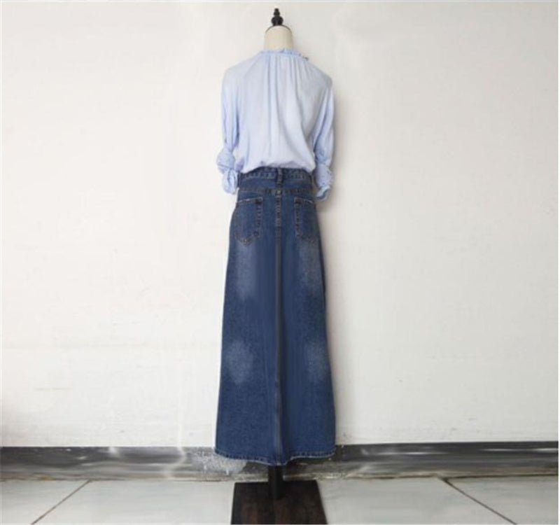 Wear Frayed Long Skirts Women's Long Skirts Denim Skirts