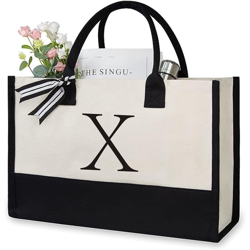 Women's Letter Canvas Tote Bag